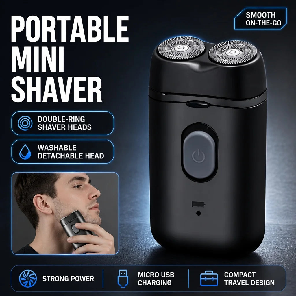 Portable Electric Shaver for Men – Double Head USB Rechargeable Razor