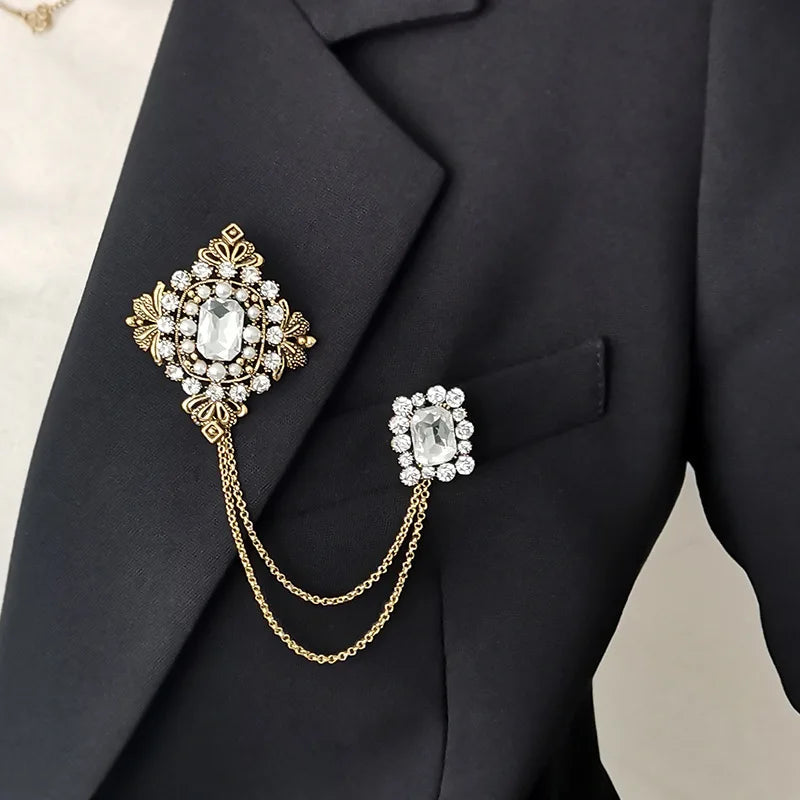 Women's Elegant Tassel Brooch with Pearl-Style Accents