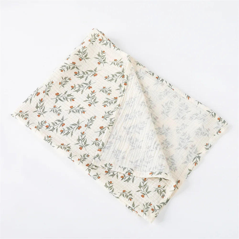 Cotton Muslin Baby Swaddle Blanket – Soft Floral Print Receiving Wrap