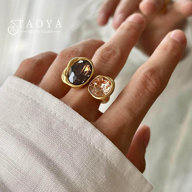 Women's Geometric Rhinestone Ring – Elegant Minimalist Fashion Jewelry