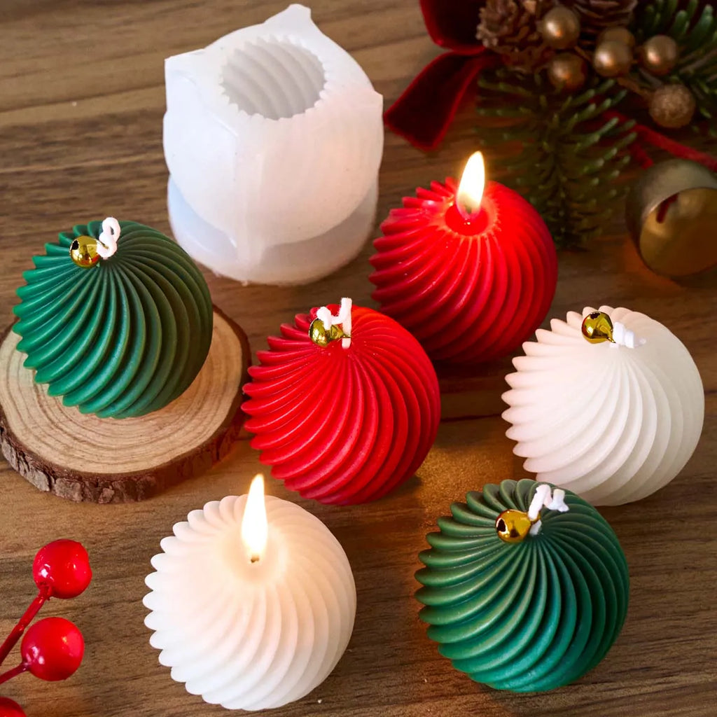 Christmas Decor3D Christmas Ball Silicone Candle Mold – DIY Holiday Candle Making